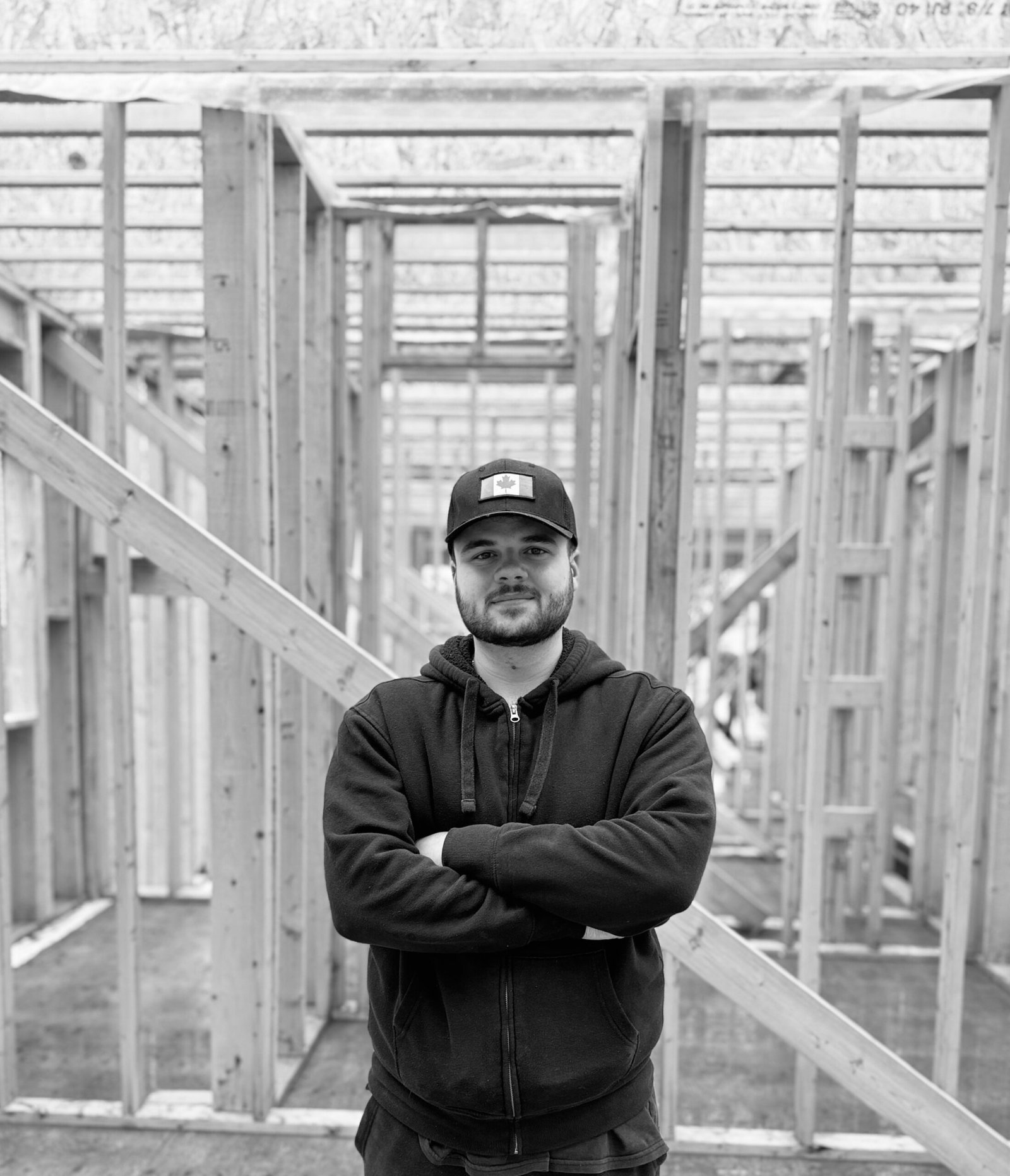 Mauro from Aloe Contracting on a new build job site in Barrie, Ontario